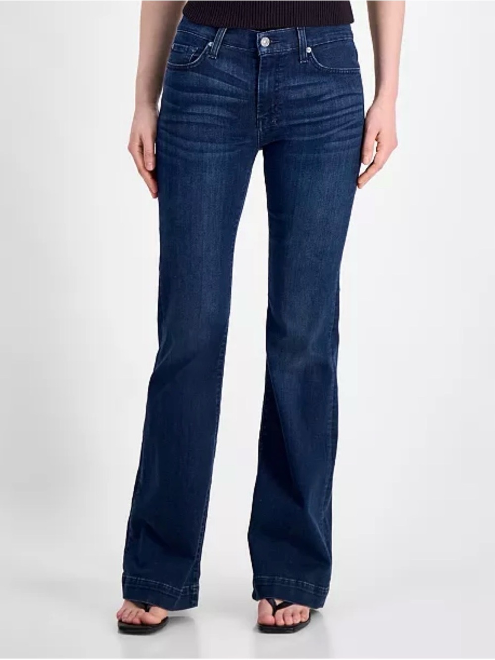 7 For All Mankind NWT Dojo Tailorless Flare-Leg Blue Black Santiago Jeans